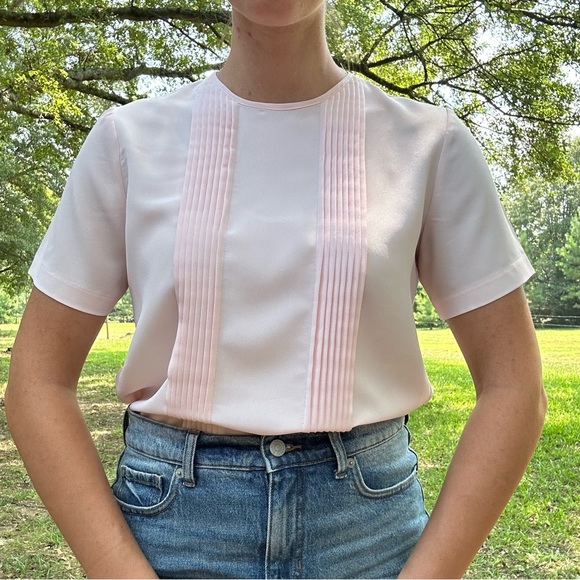 Vintage Tops - VINTAGE 80s Barbie Light Pink Blouse Size Small